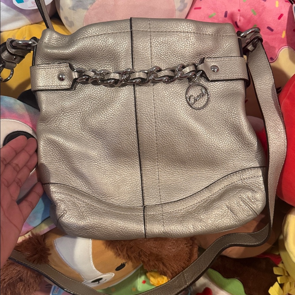 Silver Chain-Accent Satchel